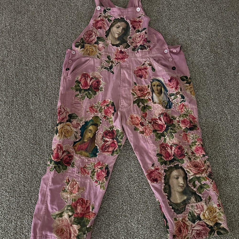 Pink Floral Art Print Overalls
